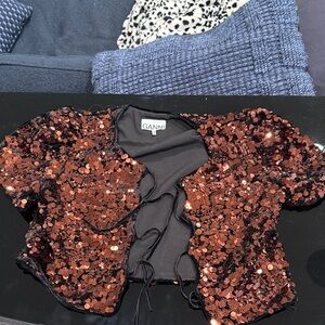 Ganni Black and Copper Sequin Bolero